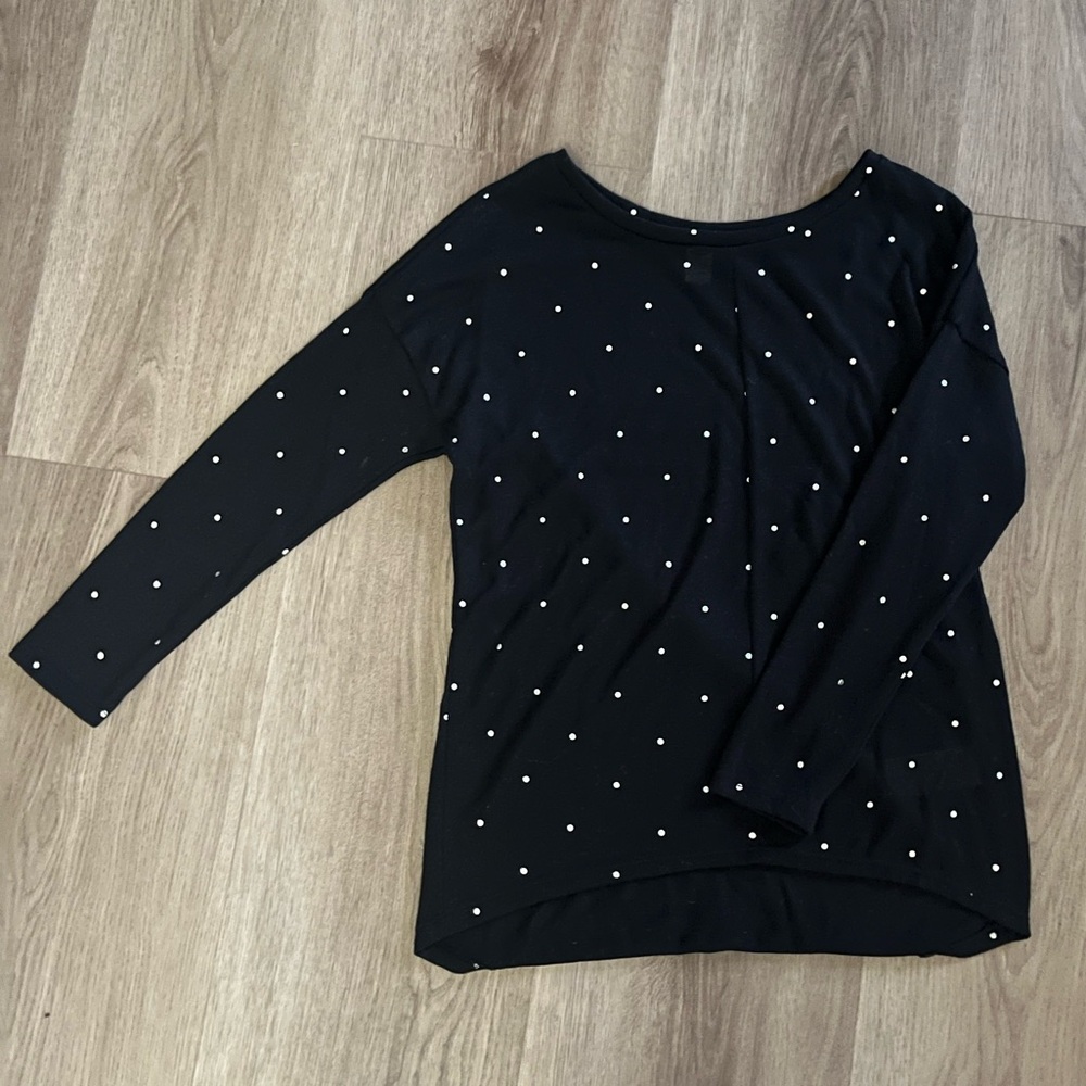 Old Navy Black Long Sleeve Polca Dot Blouse